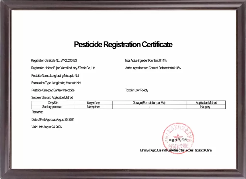 Pesticide Registration Certificate